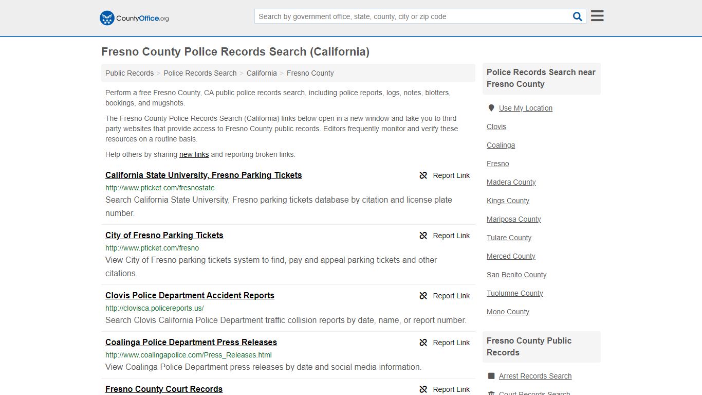 Fresno County Police Records Search (California) - County Office