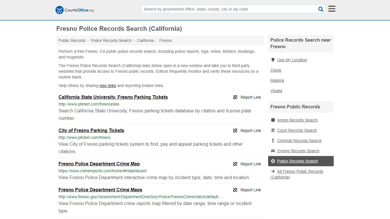 Fresno Police Records Search (California) - County Office